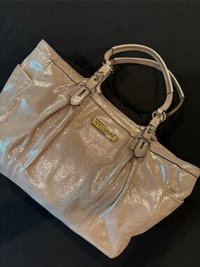 COACH  metallic Leather bag  in champagne